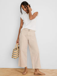Highland Wide Leg Belted Ankle Pant