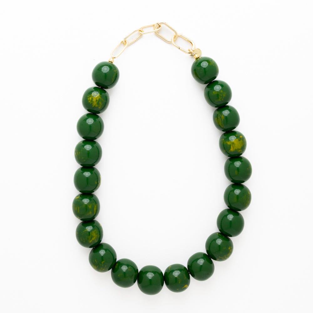 Iris Large Resin Bead Necklace Green