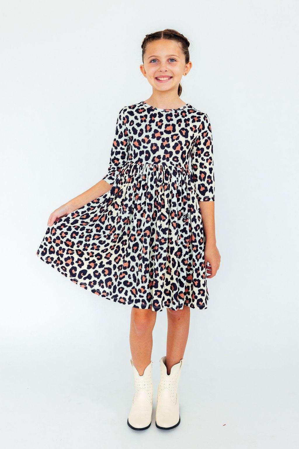3/4 Sleeve Pocket Twirl Dress