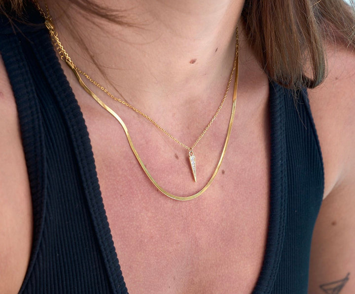 Micro Gold Herringbone Necklace