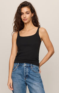 Vale Scalloped Tank Black