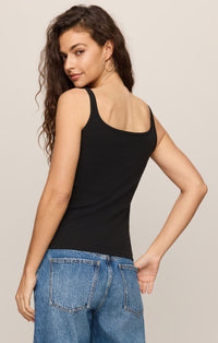 Vale Scalloped Tank Black