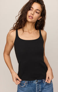 Vale Scalloped Tank Black