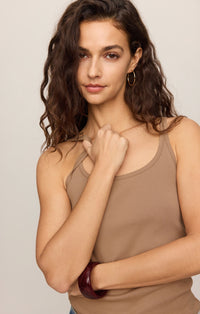Vale Scalloped Tank Light Toffee