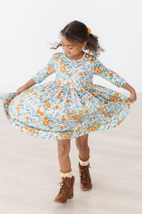 3/4 Sleeve Pocket Twirl Dress