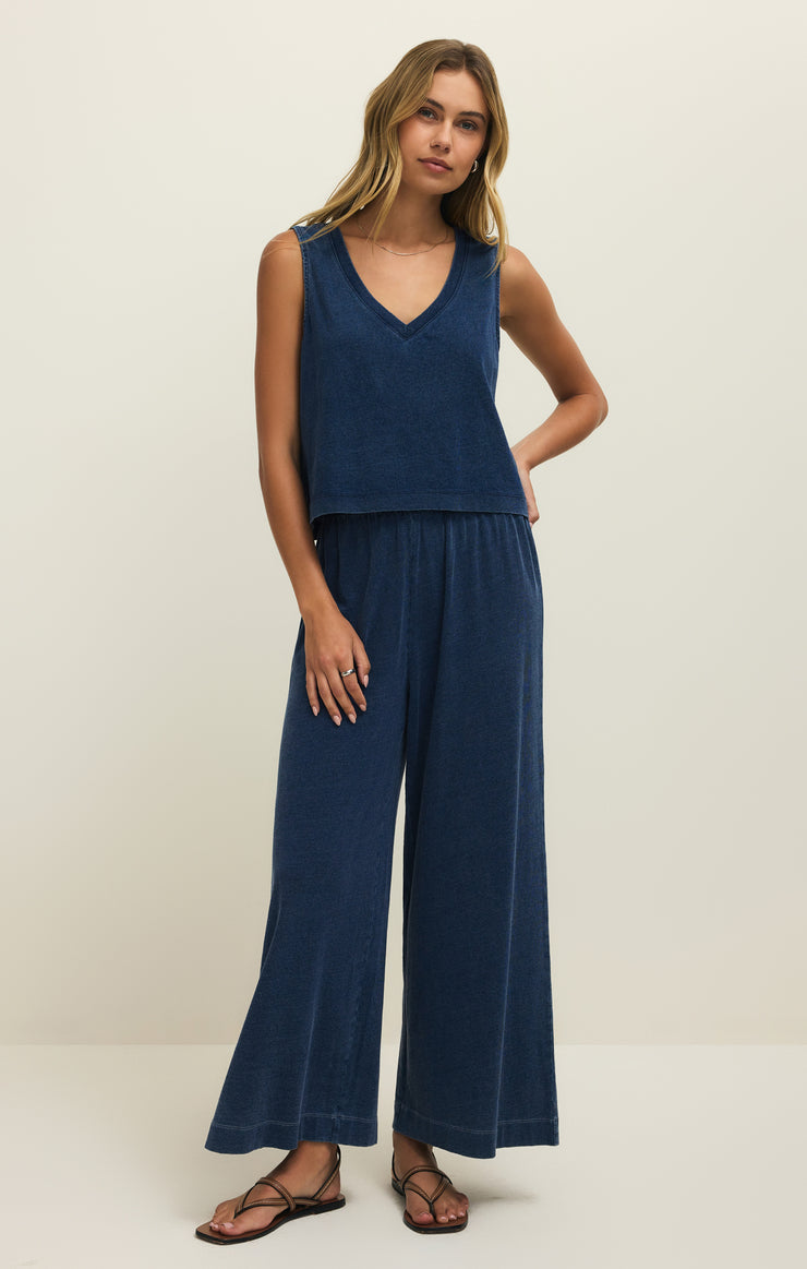 Sloane V-Neck Jersey Denim Top