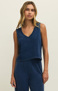 Sloane V-Neck Jersey Denim Top