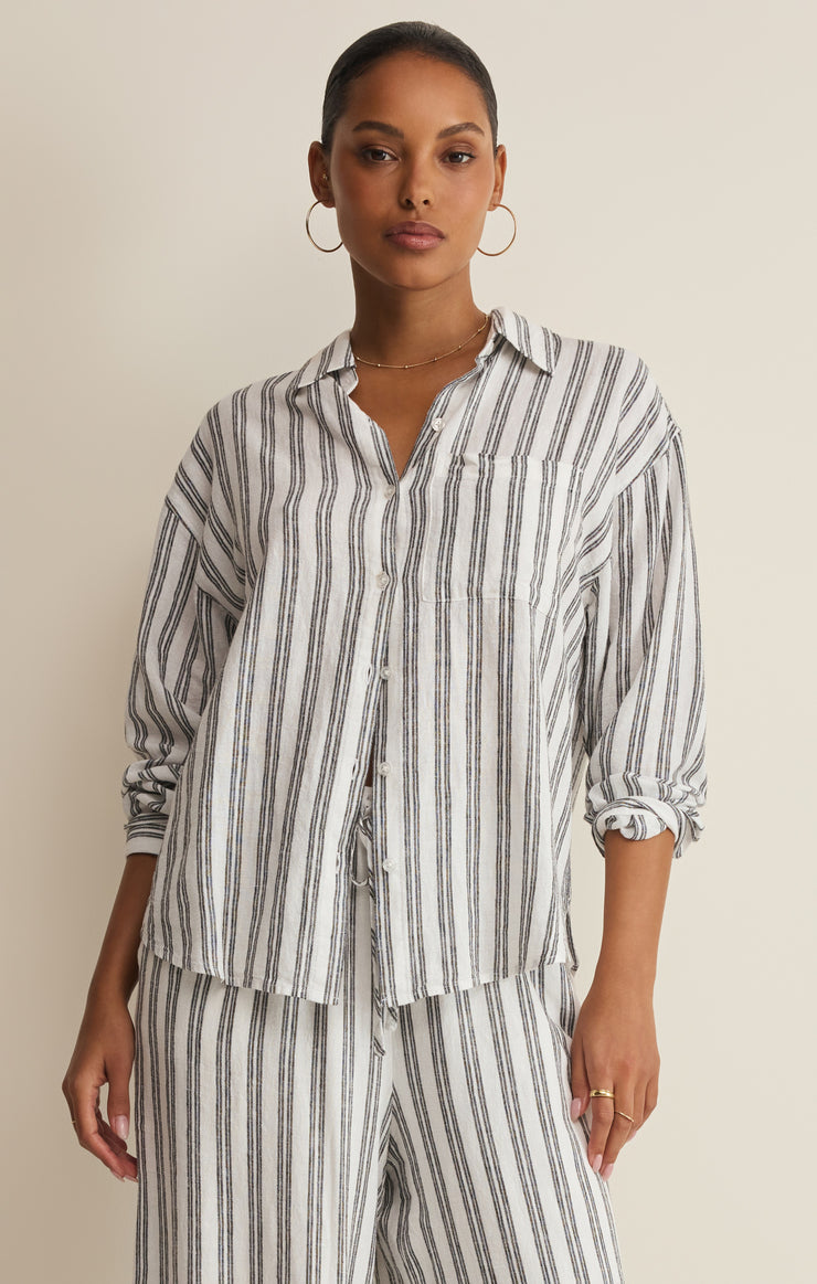 The Signature Striped Button Up Top