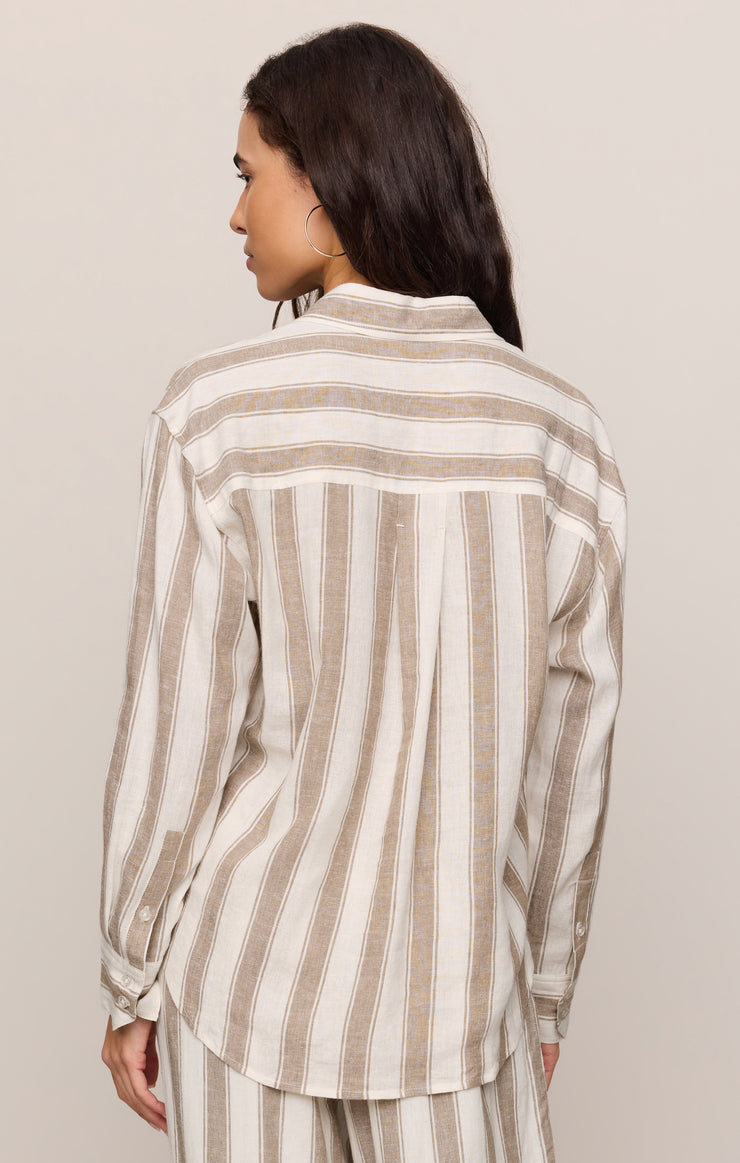 The Perfect Striped Button Up Light Tofee