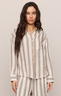 The Perfect Striped Button Up Light Tofee