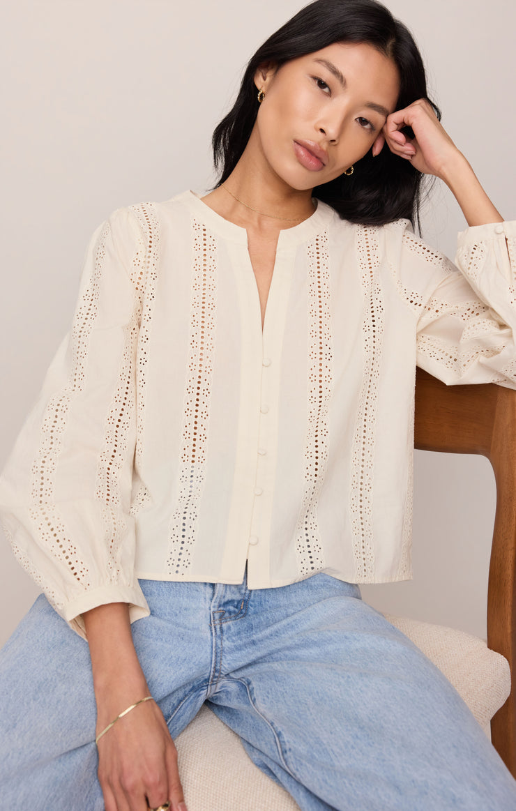 Louella Embroidered Button Up Top