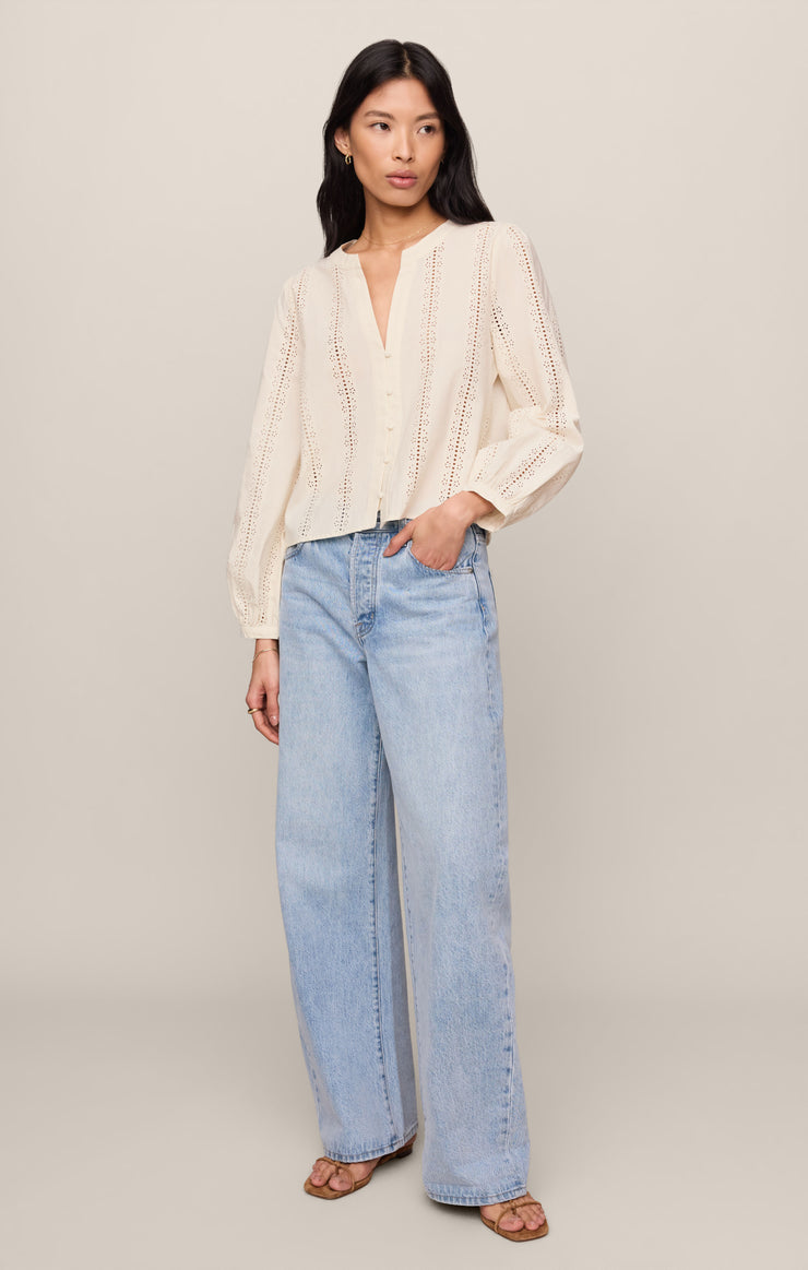 Louella Embroidered Button Up Top