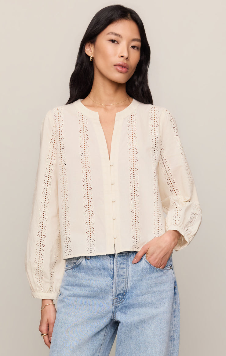 Louella Embroidered Button Up Top
