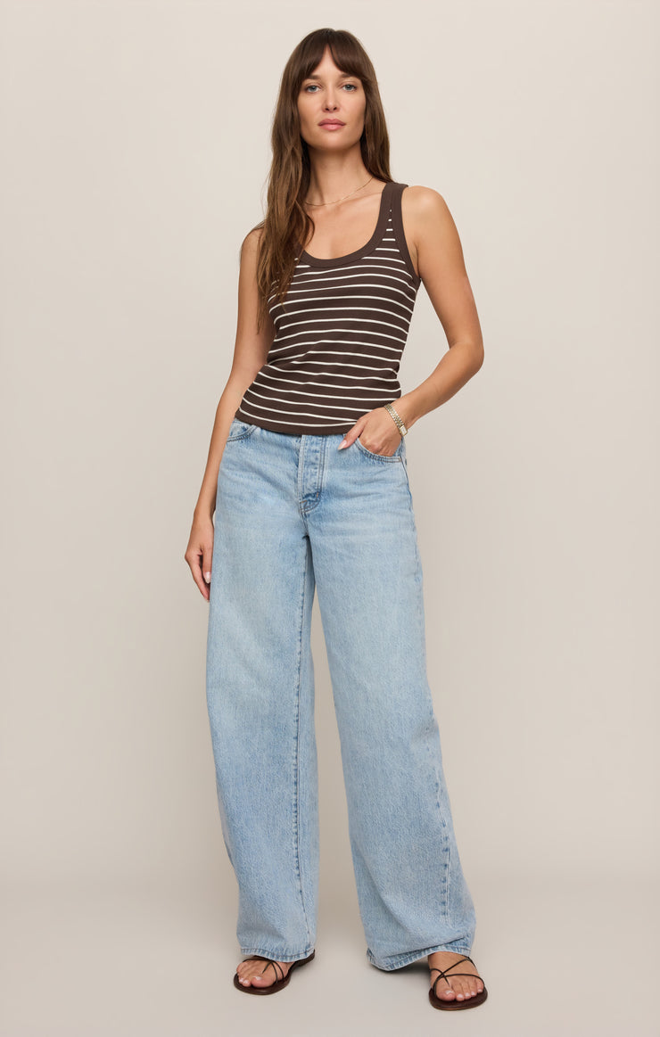 Rowe Striped Scoop Tank Dark Chocolate