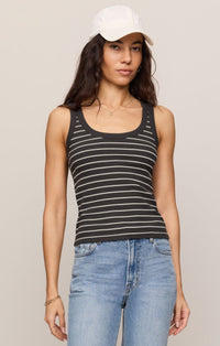 Rowe Striped Scoop Tank Ash Black