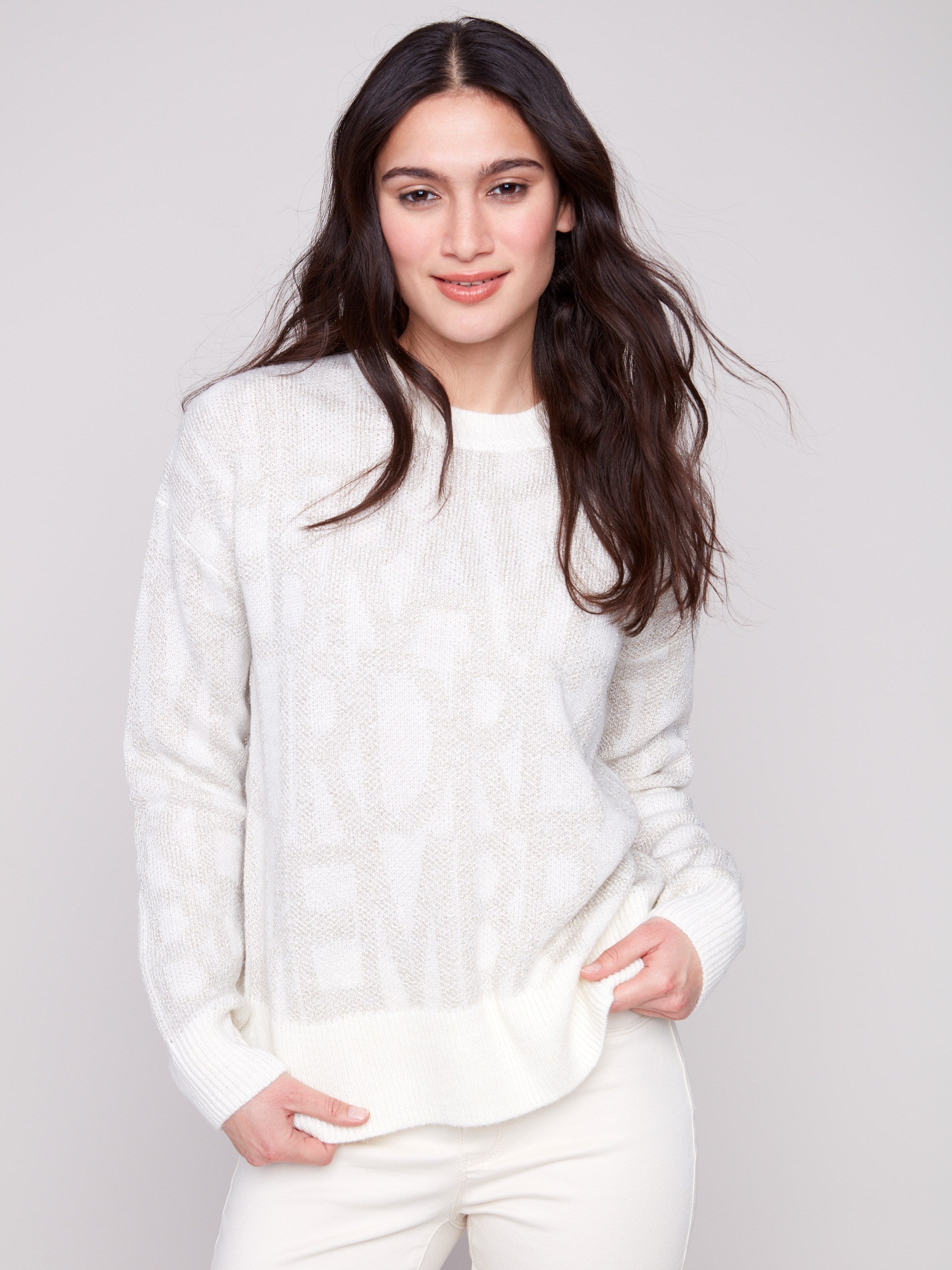 Jacquard Crew Neck Sweater