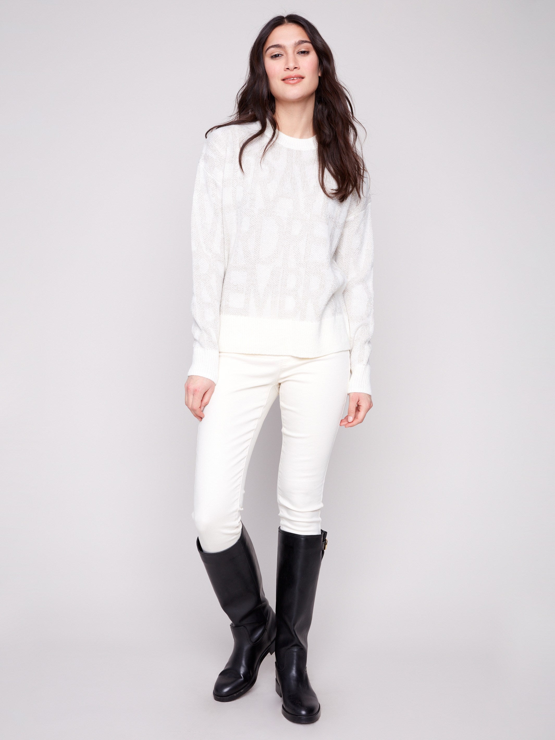 Jacquard Crew Neck Sweater
