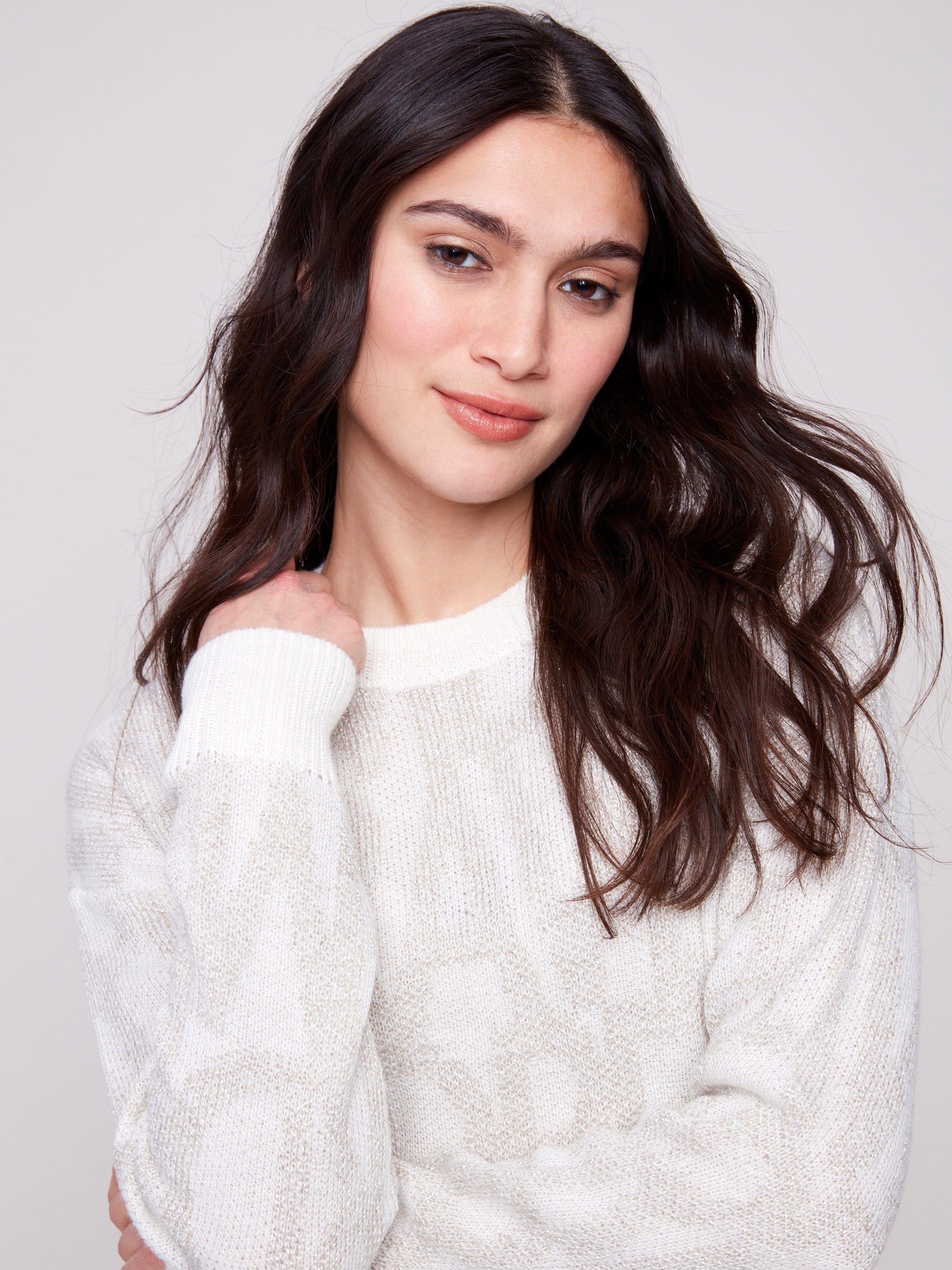 Jacquard Crew Neck Sweater