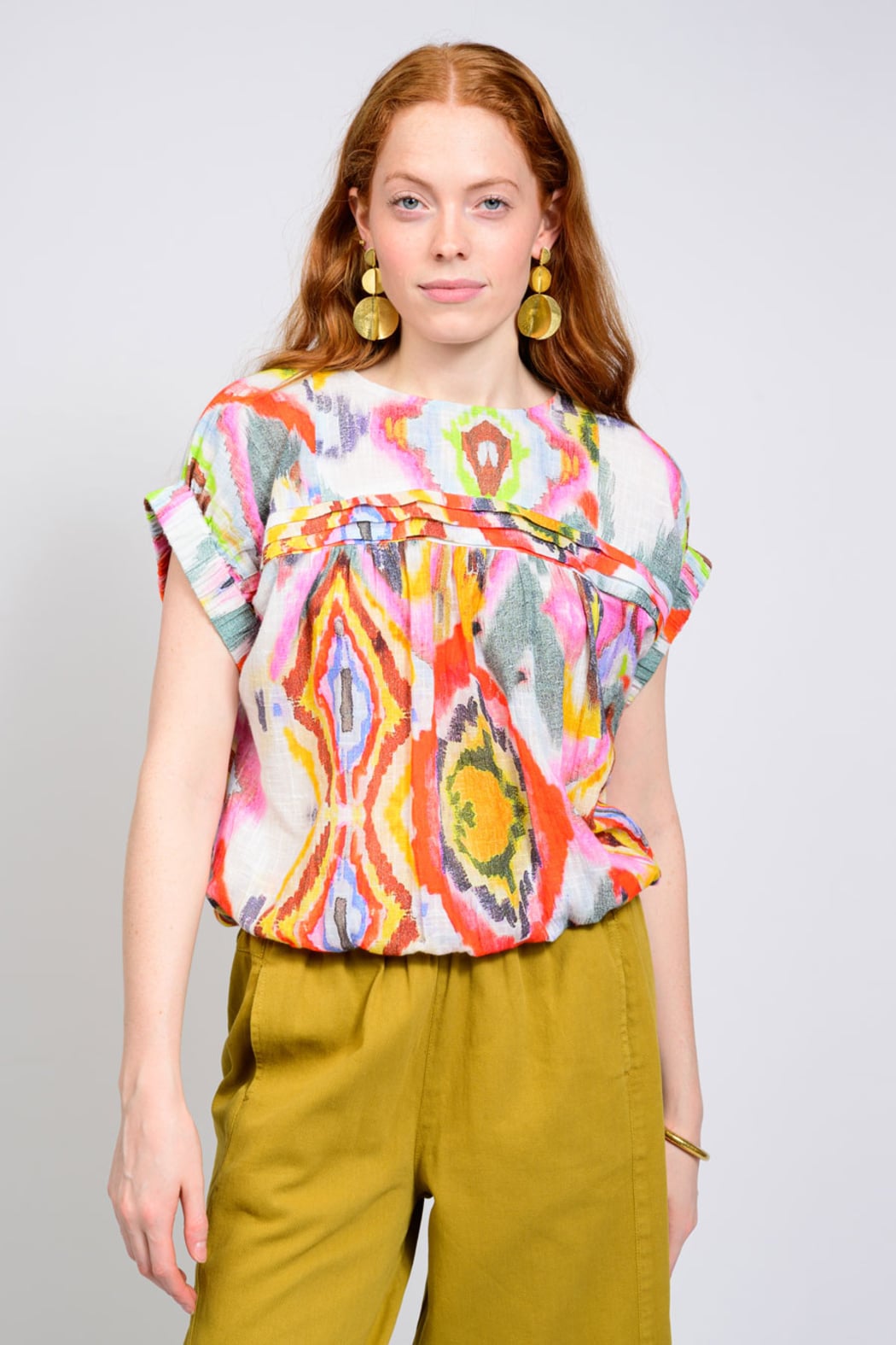 Elastic Waist Popover Top