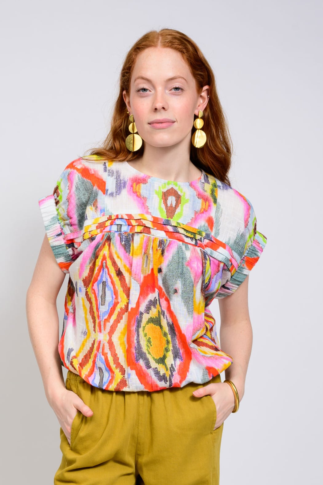 Elastic Waist Popover Top