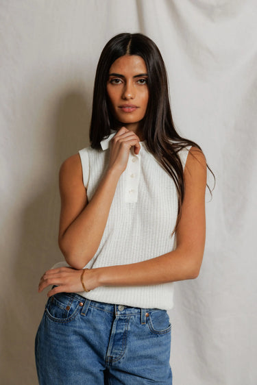 Fran Pointelle Sleeveless Polo