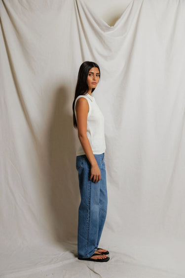 Fran Pointelle Sleeveless Polo