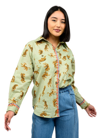 Tiger Embroidered Camp Shirt