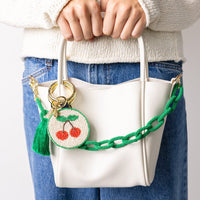 Kelsey Cherries Seed Bead Bag Key Ring