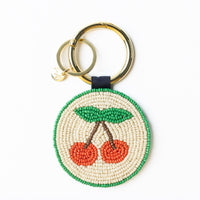 Kelsey Cherries Seed Bead Bag Key Ring