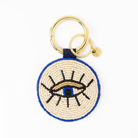 Kelsey Evil Eye Seed Bead Bag Key Ring