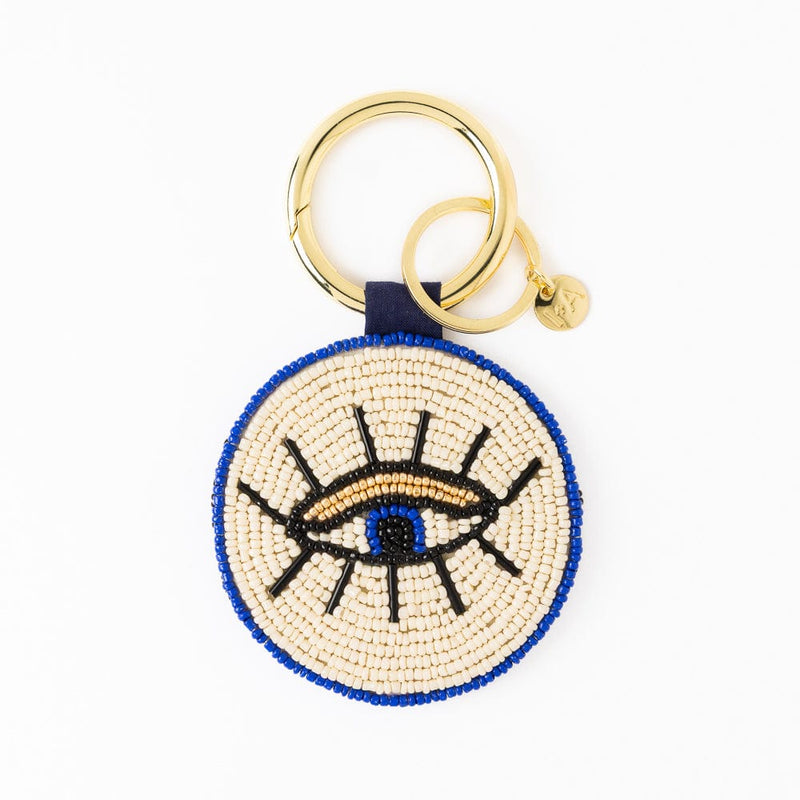 Kelsey Evil Eye Seed Bead Bag Key Ring
