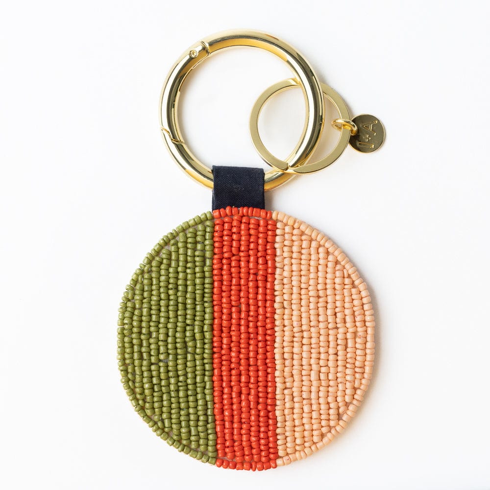 Kelsey Olives Seed Bead Bag Key Ring