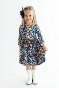 3/4 Sleeve Pocket Twirl Dress