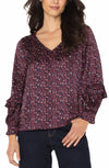 Long Sleeve Woven Blouse W/ Ruffles
