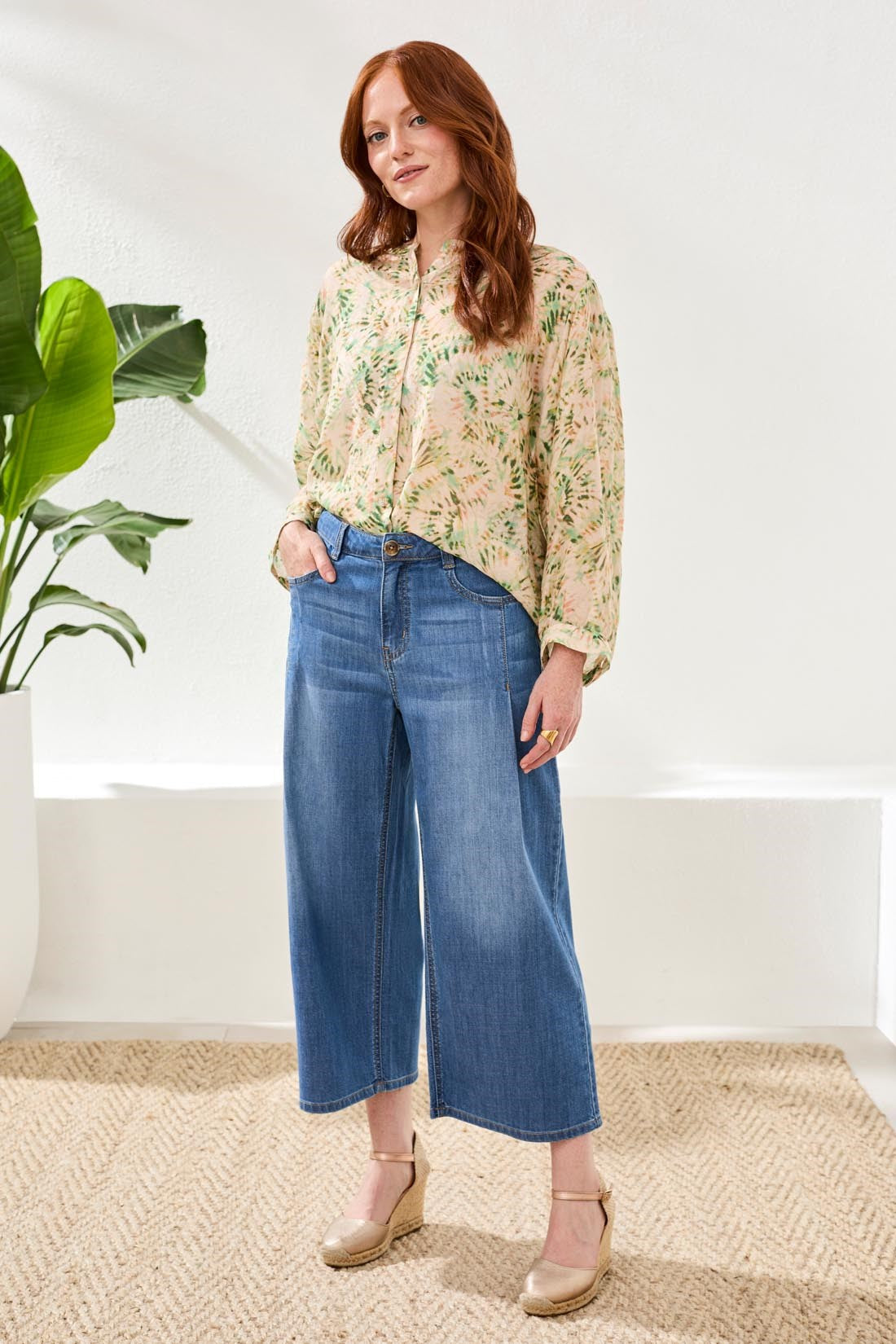 Audrey Pleated Crop Wide Leg Jeans