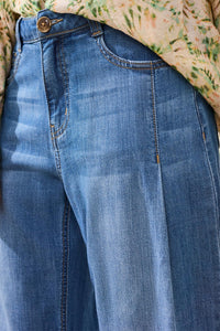 Audrey Pleated Crop Wide Leg Jeans