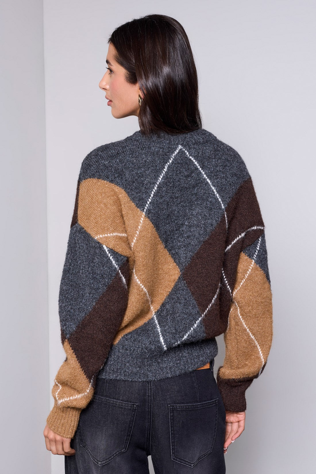BLUE THREAD by Tribal Diamond Pattern Button Front Knit Cardigan