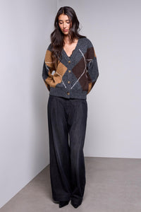 BLUE THREAD by Tribal Diamond Pattern Button Front Knit Cardigan