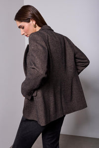 BLUE THREAD by Tribal Herringbone Notched Lapel Tweed Blazer