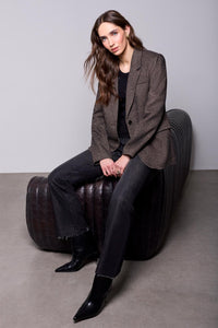 BLUE THREAD by Tribal Herringbone Notched Lapel Tweed Blazer