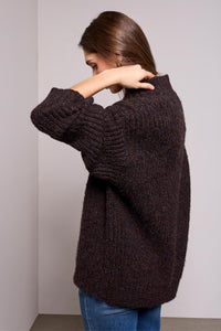 BLUE THREAD by Tribal Oversized Chunky Ribbed Deep V-Neck Knit Sweater