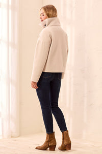 Lofty Knit Funnel Neck Button Front Jacket