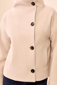 Lofty Knit Funnel Neck Button Front Jacket