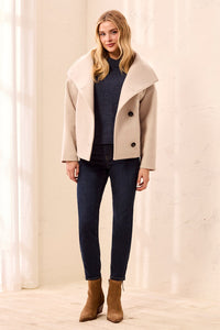 Lofty Knit Funnel Neck Button Front Jacket