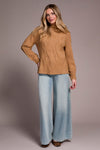 long Puff Sleeve Mock Neck Sweater