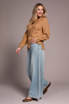 long Puff Sleeve Mock Neck Sweater