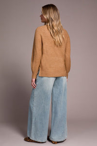 long Puff Sleeve Mock Neck Sweater
