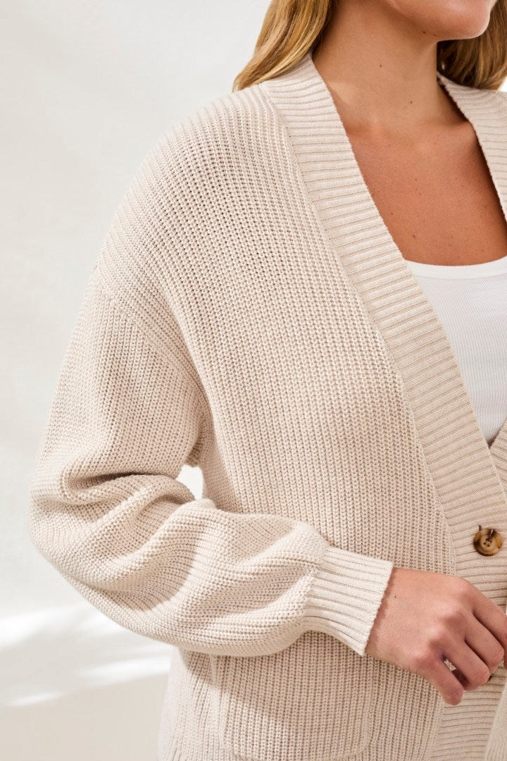 Long Sleeve Combed Cotton Cardigan
