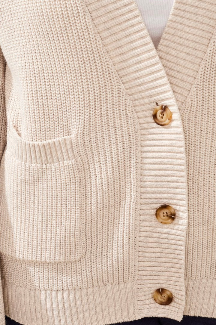 Long Sleeve Combed Cotton Cardigan
