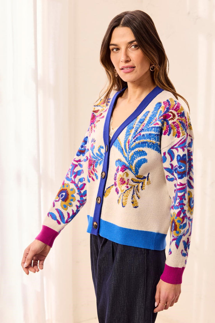 Jacquard V-Neck Cardigan